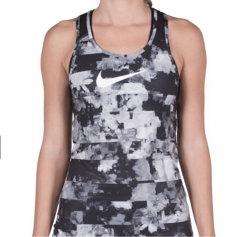 NIKE Dri-fit Pro TANK top Fitted Racerback Floral scoop neck performance